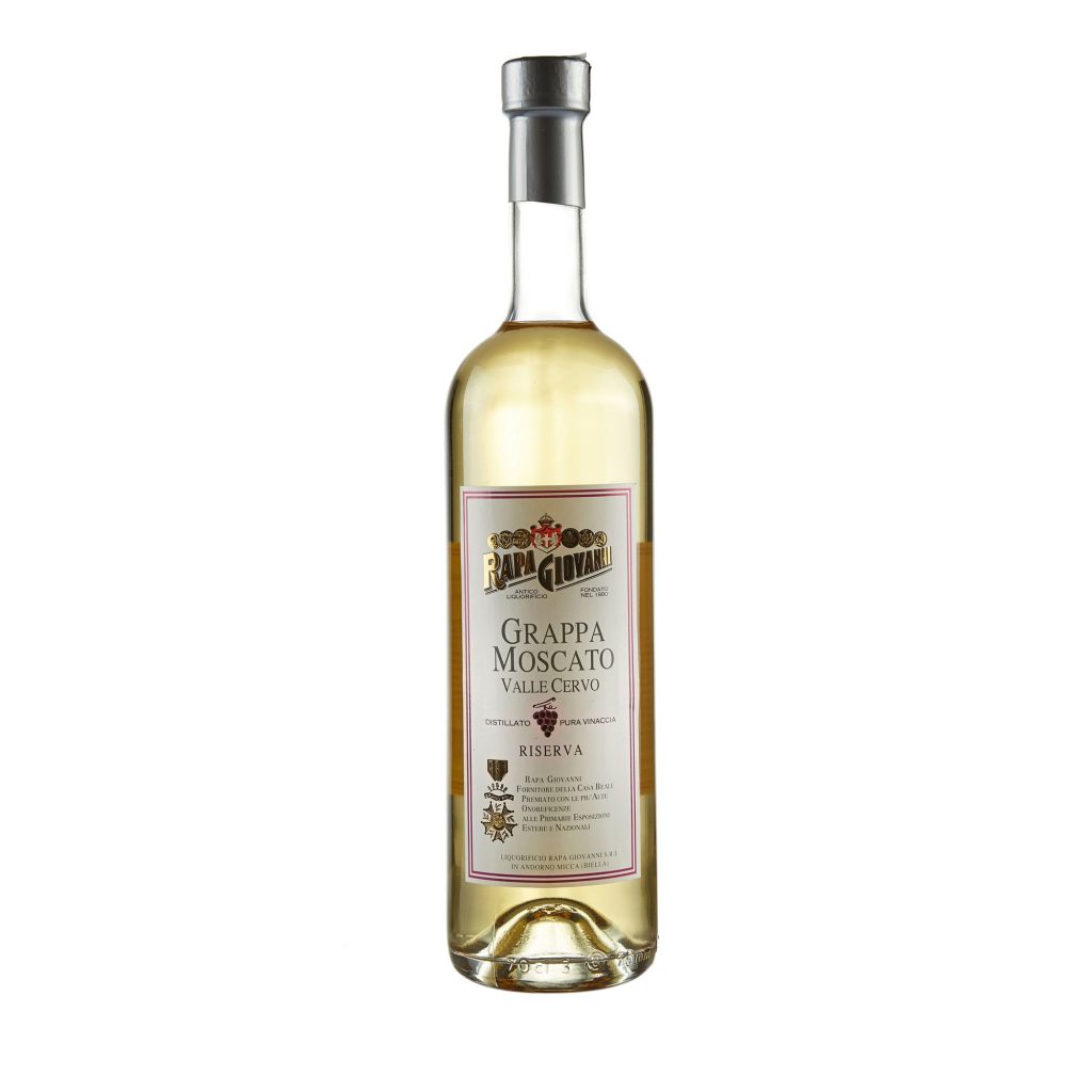 Bottiglia di Grappa Moscato Riserva Valle Cervo